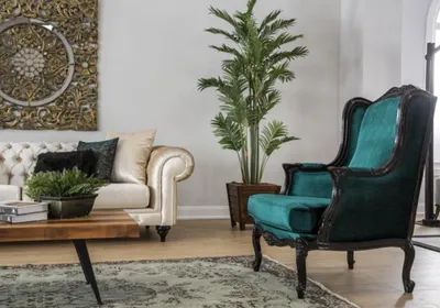Produktbild von Klassische Sessel Luxus Polster Textil 1Sitzer Polster  Einsitzer Moderne Grün