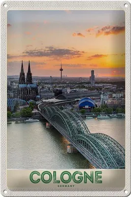 Produktbild von Blechschild Reise 20x30cm Köln Deutschland Stadttrip Dom Brücke