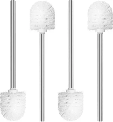 Produktbild von Toilettasche mit Edelstahlgriff, Durchmesser 7,5 cm, Set aus 4, austauschbare Bürstenkopf, weiß