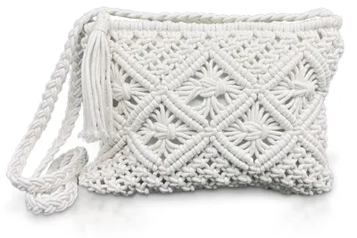Productafbeelding van MIVAIUN Witte dames clutch, strooien schoudertas, tas met rits, handtas, strandtas