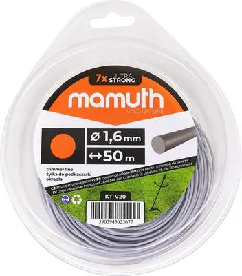 Produktbild von Mähfaden 1,6mm 50m rund Motorsense Rasentrimmer Ersatzfaden für Fadenkopf MAMUTH