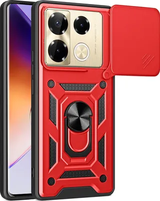 Produktbild von Hülle für Infinix Note 40 Pro 4G Magnetische Ring Ständer Halter Dia Kameraschutz TPU Bumper Silikon Schutzhülle Rot