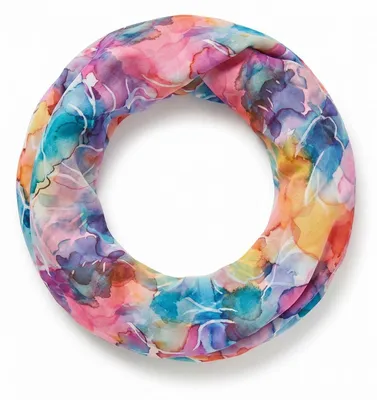 Produktbild von styleBREAKER Damen Loop Schal mit Aquarell Muster | leichter Schlauchschal 83x49 cm | weiche Viskose | stylischer Eyecatcher für Frühling & Alltag