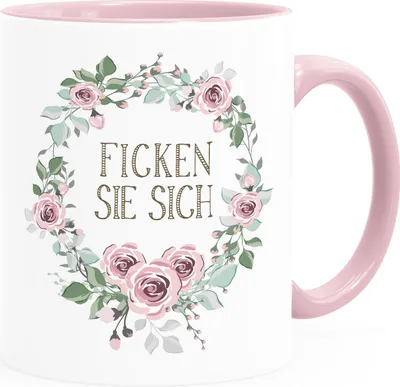 Produktbild von Kaffee-Tasse mit Spruch individuell anpassbar Schimpfwörter Beleidigung Ironie Sarkasmus Geschenk lustige Büro-Tasse MoonWorks® Ficken Sie sich rosa unisize