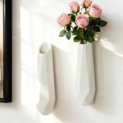 Produktbild von Wandvase 30 cm, weiß, Keramik, für Blumen