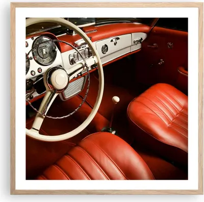 Produktbild von Gerahmtes Poster - Rahmen in heller Eiche - Auto Innenraum Klassisch - 60x60 cm - Wand Bild - Wanddeko - Wandbilder - Wandposter - Bilderrahmen - Bilder - Kunstdruck - Wandbild - P2NAC60x60-0149