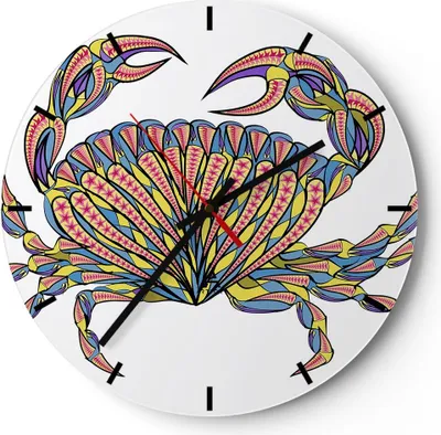 Produktbild von Wanduhr - Rund - Glasuhr - Lebensmittel Abbildung Natur Schale - 40x40cm - Schleichendes Uhrwerk - Lautlos - zum Aufhängen bereit - Dekoration Modern - Wanddekoration aus Glas - C3AR40x40-3142