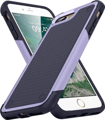 Produktbild von Für iPhone 8 Plus / 7 Plus Hülle Militärqualität Stoßfest Hybrid 2 in 1 Hart PC Weich TPU Handyhülle Lila Blau