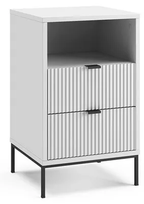 Produktbild von Nachttisch Vicco Eliza Weiß/Schwarz 40 x 66 cm mit 2 Schubladen & 1 Fach, Model 62158