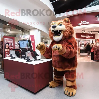 Obrázek produktu pro Kostýmová REDBROKOLY postava maskota Maroon Šavlozubého tygra oblečená s přikrývkou a sponkami do vlasů