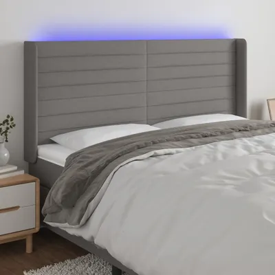 Produktbild von The Living Store LED Kopfteil Dunkelgrau 203x16x118/128 cm Stoff