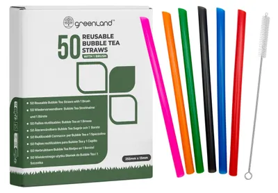 Produktbild von Wiederverwendbare Strohhalme - Extra breite Trinkhalme für Bubble Tea - 50 Stück
