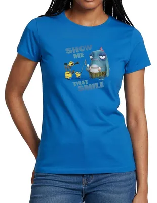 Produktbild von Spreadshirt Minions Show Me That Smile Phillip Frauen T-Shirt, XXL, Royalblau