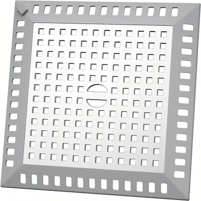 Image de Grille carrée pour douche - Tamis de drainage en acier inoxydable - 12,3 x 12,3 cm