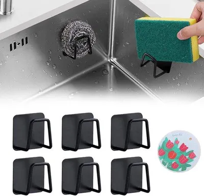 Image de Porte-serviettes en métal noir pour la cuisine, lot de 6