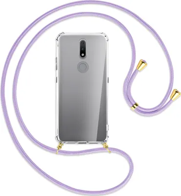 Produktbild von Handykette Backcover-Schutzhülle mit Band (Metall goldfarben) für Nokia 2.4 - violett