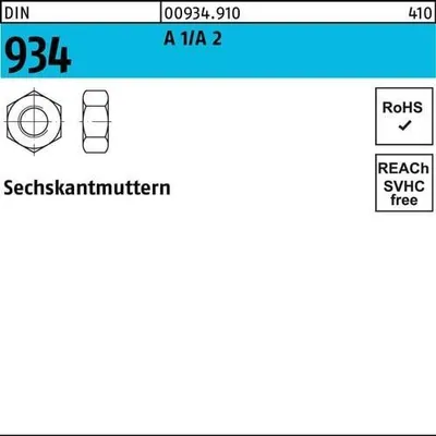 Produktbild von Reyher  Sechskantmuttern DIN 934 A 1/A 2 M 1,6 A 1/A 2 (500 Stück)