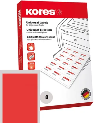Produktbild von Kores L10574R, Rot, Rechteck, Permanent, A4, Universal, Laser/Inkjet