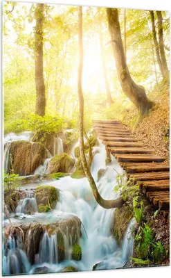 Produktbild von Bilder auf glas - Einteilig - Park Wasserfall Wasser - 70x100cm - Glasbilder - Wandbilder - Bilder - zum Aufhängen bereit - Wanddekoration aus Glas - Glas Bilder - Wandbild auf Glas - GPA70x100-3639