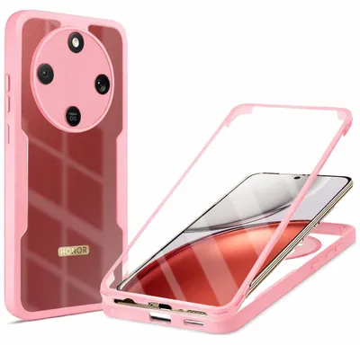 Produktbild von Handyhülle 360° mit Displayschutz für Honor Magic8 Lite, Techsuit ColorVerse, Transparent und Rosa