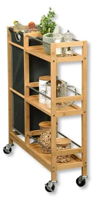 Image de Étagère d'angle pliante avec porte-bouteilles en bambou