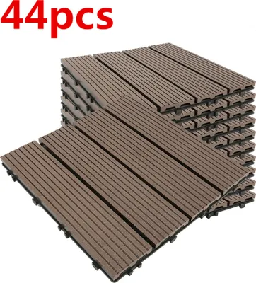 Produktbild von 44 Stück WPC Terrassenfliesen Terrassendielen Fliese Klickfliesen in Holzoptik Bodenbelag Braun