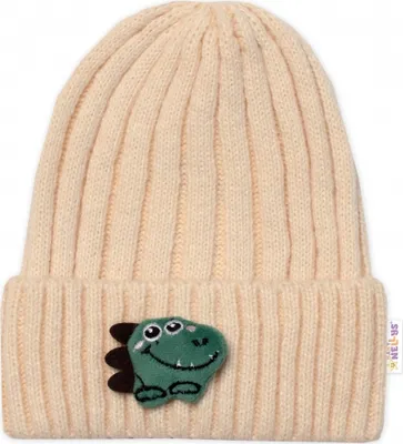 Imagen del producto de Gorro de invierno para niños con diseño de dinosaurio, color crema, talla 48-54 cm