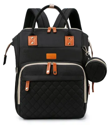 Produktbild von Wickelrucksack M, mit Wickelauflage und Kinderwagenhaken, schwarz, für unterwegs