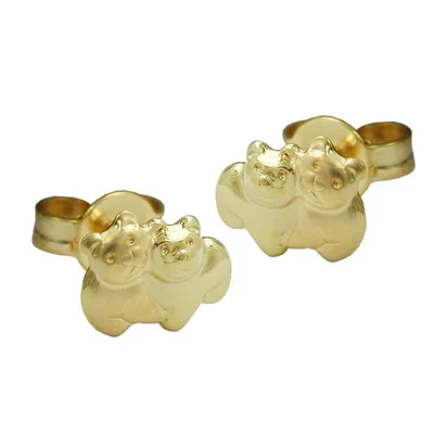 Produktbild von Ohrstecker Ohrring 6x8mm Bärenpaar matt-glänzend 9Kt GOLD gold 6x8mm