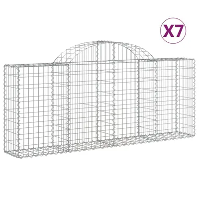 Obrázok produktu pre vidaXL Gabióny s vysokým oblúkom 7 ks 200x30x80/100 cm Pozinkované železo