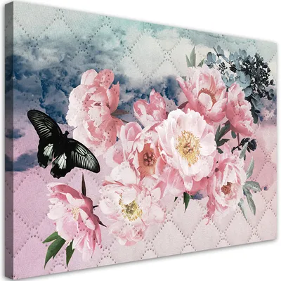 Produktbild von Leinwandbild Rosa Pfingstrosenblüten 100x70 Feeby Rosa bild für die wand bereit zum aufhängen