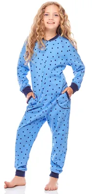 Image de Merry Style Pyjama fille grenouillère MS10-186 (points bleus marine, 146-152)