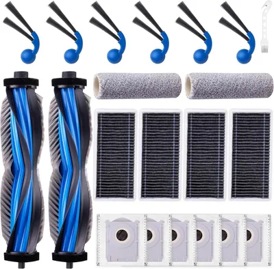 Produktbild von 21 Stück Zubehörset für ECOVACS DEEBOT T80 Omni Saugroboter, Ersatzteile Zubehör 2 Anti Tangle Hauptbürste 2 Wischwalze 6 Staubbeutel 6 Seitenbürste 4 Filter 1 Reinigungsbürste