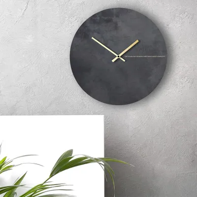 Immagine prodotto di Orologio da parete moderno e minimalista, rotondo, nero e oro, Black Moon