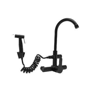 Obrázek produktu pro Nástěnná kuchyňská baterie, moderní design, otočná o 180°, černá, G1/2