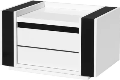 Productafbeelding van Nachtkastje LINA 2 laden - Wit en zwart - 71 x 42 x 45 cm
