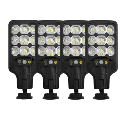 Obrázok produktu pre 4X záhradné solárne lampy pre vonkajšiu LED slnečnú energiu pouličné lampy 3 režimy solárneho svetla s PIR snímačom pohybu, diaľkové ovládanie, IP65 vodotesné