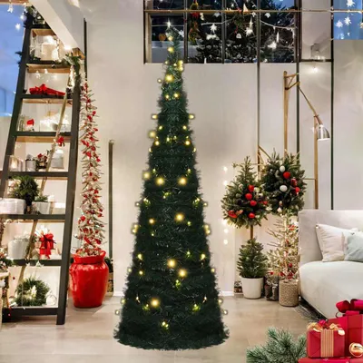 Image de vidaXL Sapin de Noël Pop-Up artificiel avec éclairage Vert 180 cm