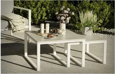 Produktbild von Komplet aus zwei Garten-Tischen von S+M METAL mit Marmorplatte im Design MONAKO