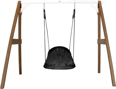 Produktbild von AXI Nestschaukel Roxy mit Gestell für Kinder | Outdoor Nest Schaukel für den Garten | Schaukelgestell in Braun & Weiß / Nestschaukel in Schwarz