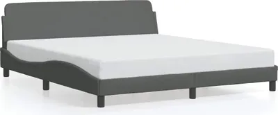 Image de vidaXL Cadre de lit "Dover" gris foncé 180x200 cm Tissu