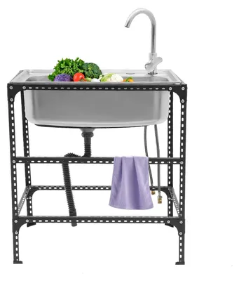 Immagine prodotto di Elzusha - Lavello da incasso in acciaio inossidabile con rubinetto, dimensioni 71 x 46 cm