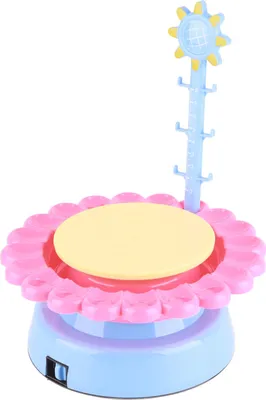 Produktbild von Töpferscheiben-Set für Kinder, DIY, satte Farben, pädagogische Bastelaktivität, Ton, Modellierung, Lufttrocknungsmaschine, Rosa, Blau
