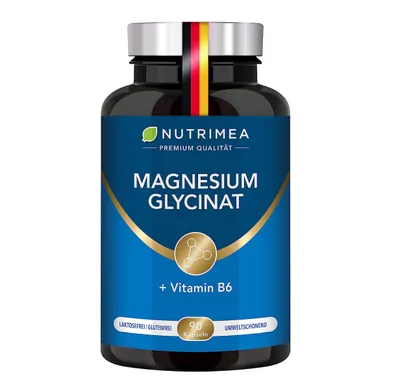 Produktbild von Nutrimea Magnesium Glycinat + Vitamin B6 | Optimale Bioverfügbarkeit | 1,5 Monatsvorrat