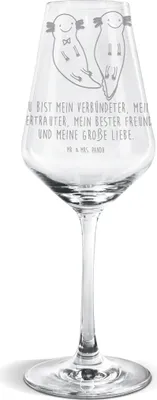 Produktbild von Mr. & Mrs. Panda Weinglas Axolotl Freundin - Transparent - Geschenk, Lurch, Valentinstag, Weißweinkelch, Weißwein Glas, Liebe, Für, wein, Ehemann