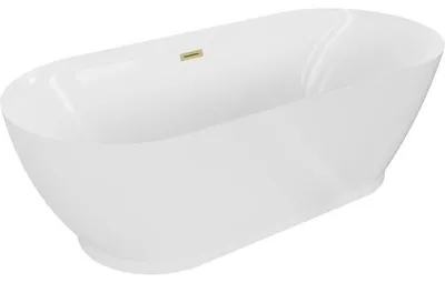 Obrázek produktu pro Mexen Roxy volně stojící vana 180 x 85 cm, bílá, přepad zlatý kartáčovaný - 51201808500-55