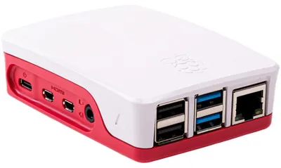 Immagine prodotto di alloggiamento ufficiale per Raspberry Pi 4, rosso/bianco