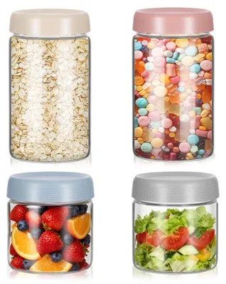 4er-Set Borosilikatglas-Gläser, luftdicht, 600/350 ml