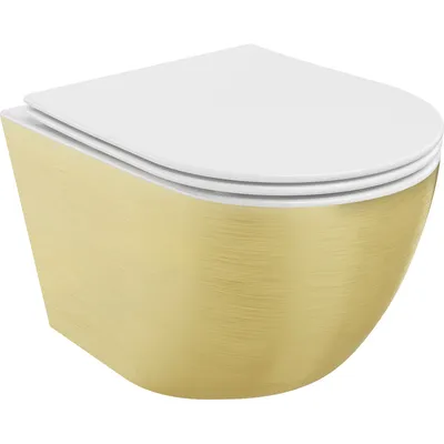 Obrázek produktu pro Mexen Lena WC mísa Rimless s pomalu padající deskou slim, duroplast, bílá/Zlatá geometrický vzor - 30224007