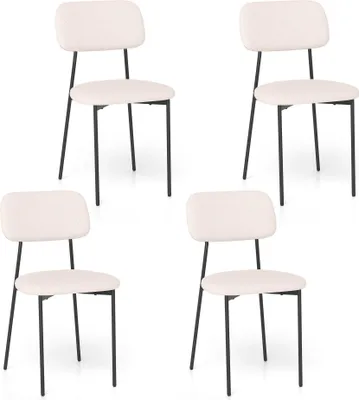 Immagine prodotto di Set di 4 sedie da pranzo COSTWAY, sedia da cucina imbottita con schienale curvo, gambe in metallo, piedi, sedia da pranzo senza braccioli, sedia imbottita